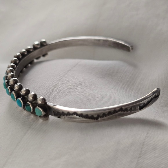 VTG Native American Zuni Snake Eye Turquoise Sterling Silver Cuff Bracelet 6" - Picture 7 of 7